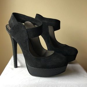 Levity Ivana Black Suede Strappy Pump